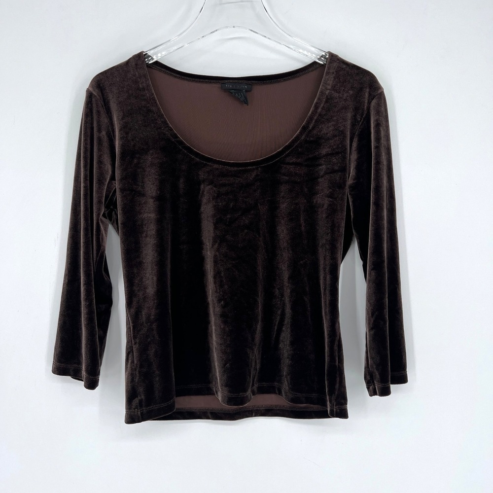 Vtg The Limited Top Womens‎ L Brown Velvet Y2K Classic Minimalist Boho 90s